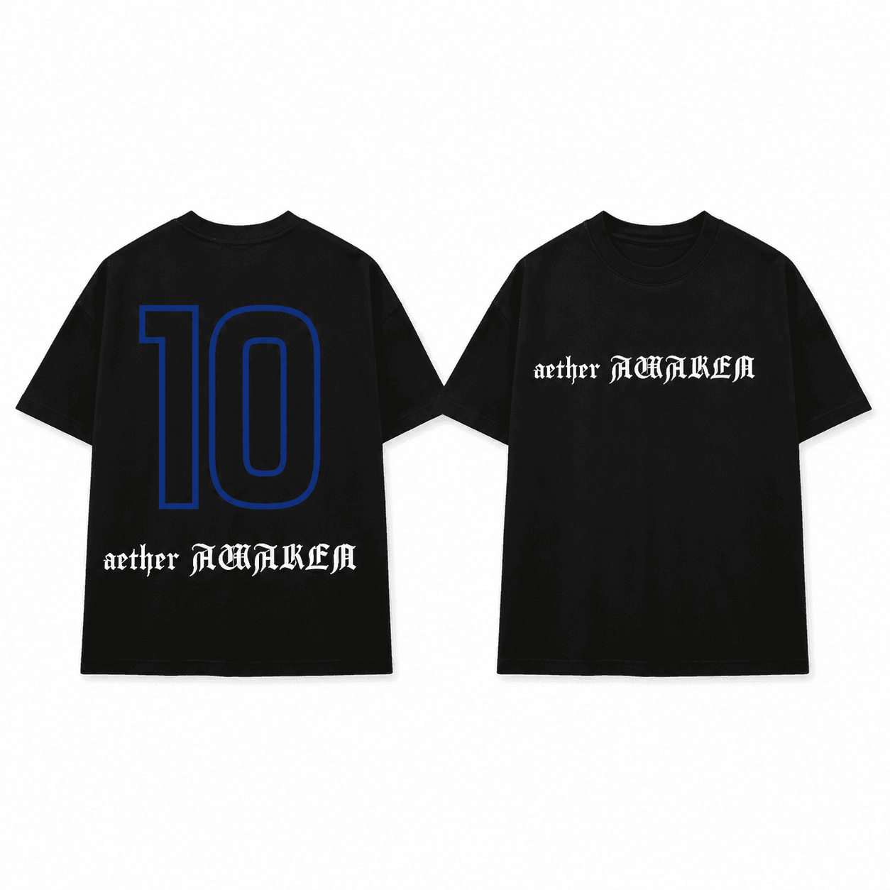 Áo thun oversized AETHER Awaken No.10 Gothic, chất 100% Cotton, in số 10 xanh navy độc quyền phong cách Gothic. Local brand cá tính, order ngay hôm nay.