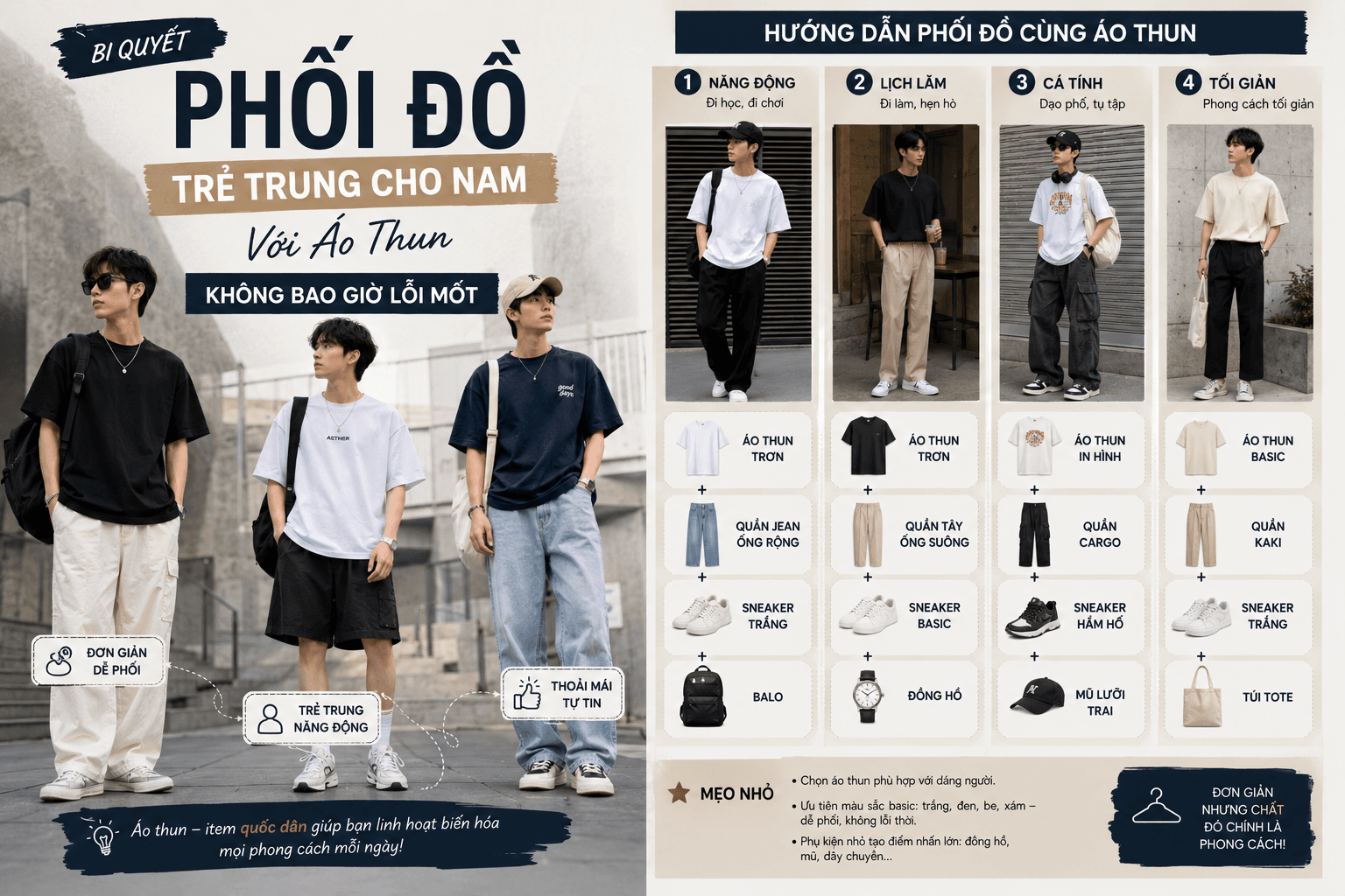 Bí Quyết Phối Đồ Trẻ Trung Cho Nam Với Áo Thun Không Bao Giờ Lỗi Mốt