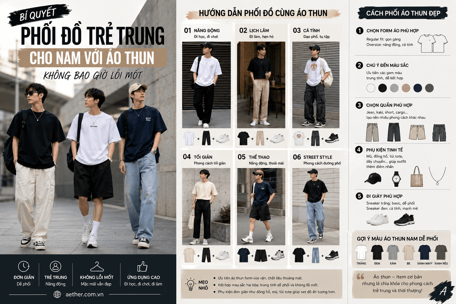 Bí Quyết Phối Đồ Trẻ Trung Cho Nam Với Áo Thun Không Bao Giờ Lỗi Mốt